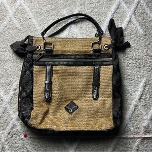 Simply Vera by Vera Wang Handbag faux snakeskin and straw with bows